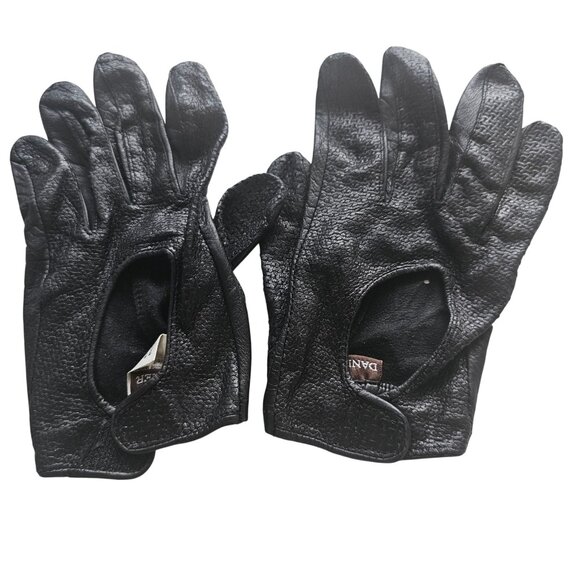 Danier Black Genuine Leather Driving Gloves With Cut-Out Design Sz S - Picture 1 of 7